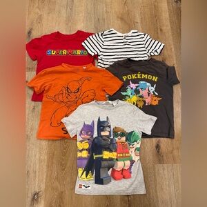 Kids Character T-Shirts Bundle Size 5 & 6 Child Tees Summer Shirts 5T 6T Lot